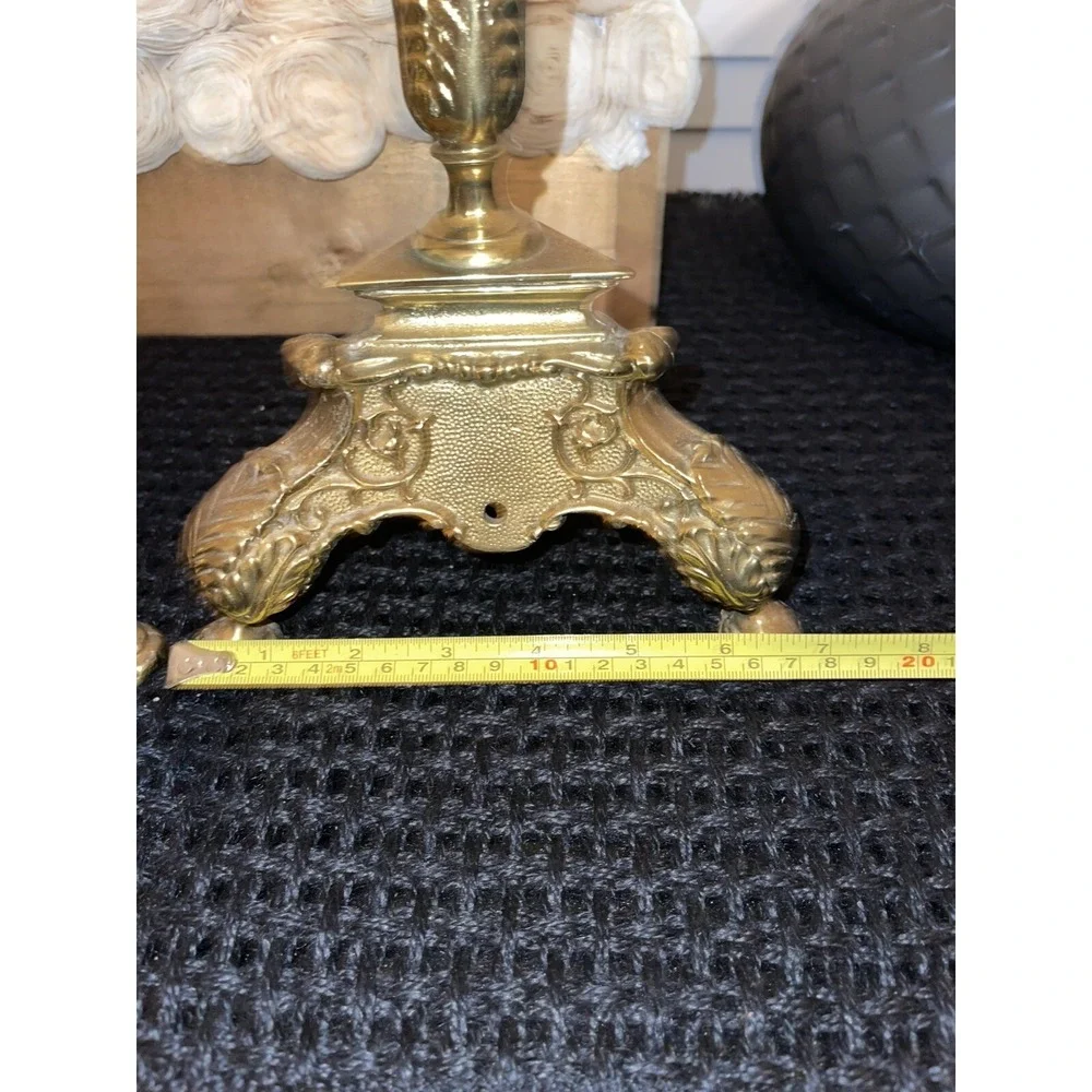 Vintage Pair Of 2 Ornate Tall Brass‎ Candle Holders 20